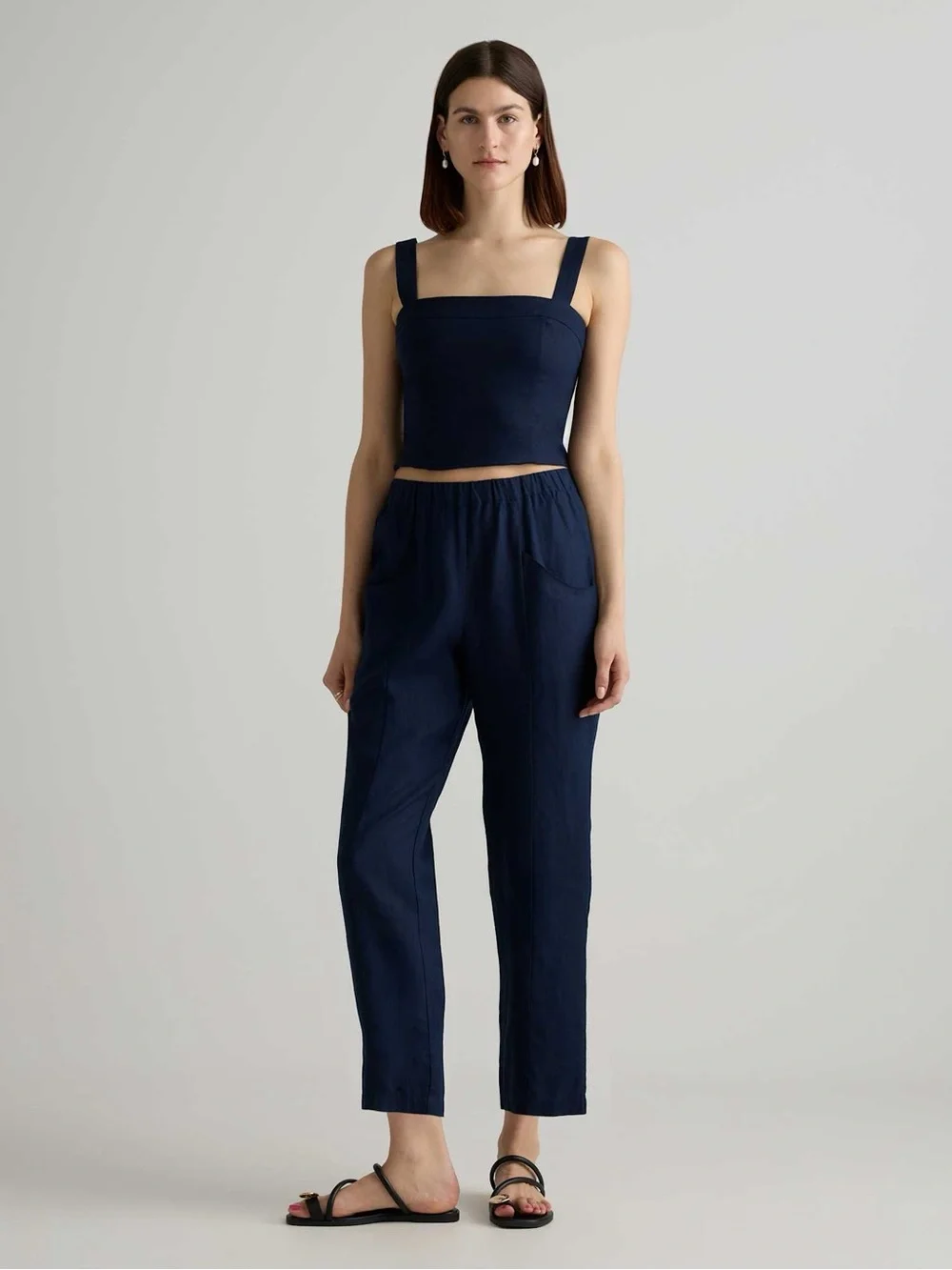 Quince 100% european linen tapered ankle pants